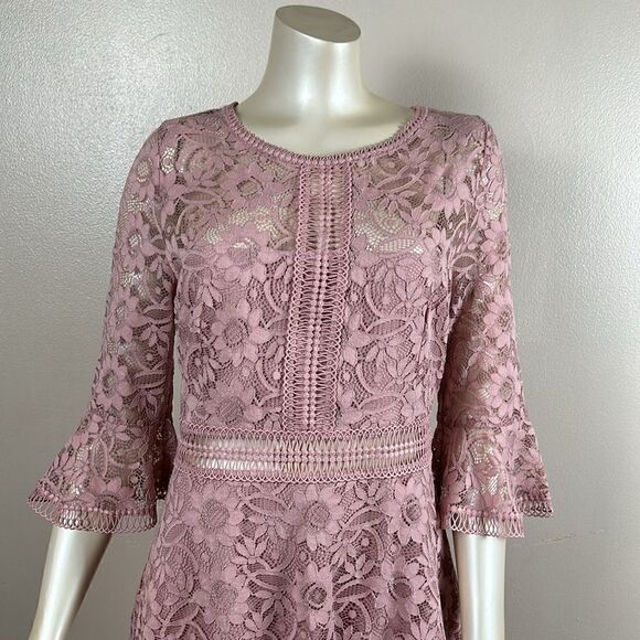 New BB Dakota Love On Top Floral Lace Dress (Color Mauve Rose) Size 10 - Picture 4 of 11